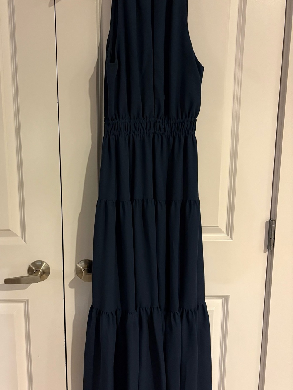 Wilfred Tiered Halter Maxi Long Dress in Navy - Picture 5 of 6